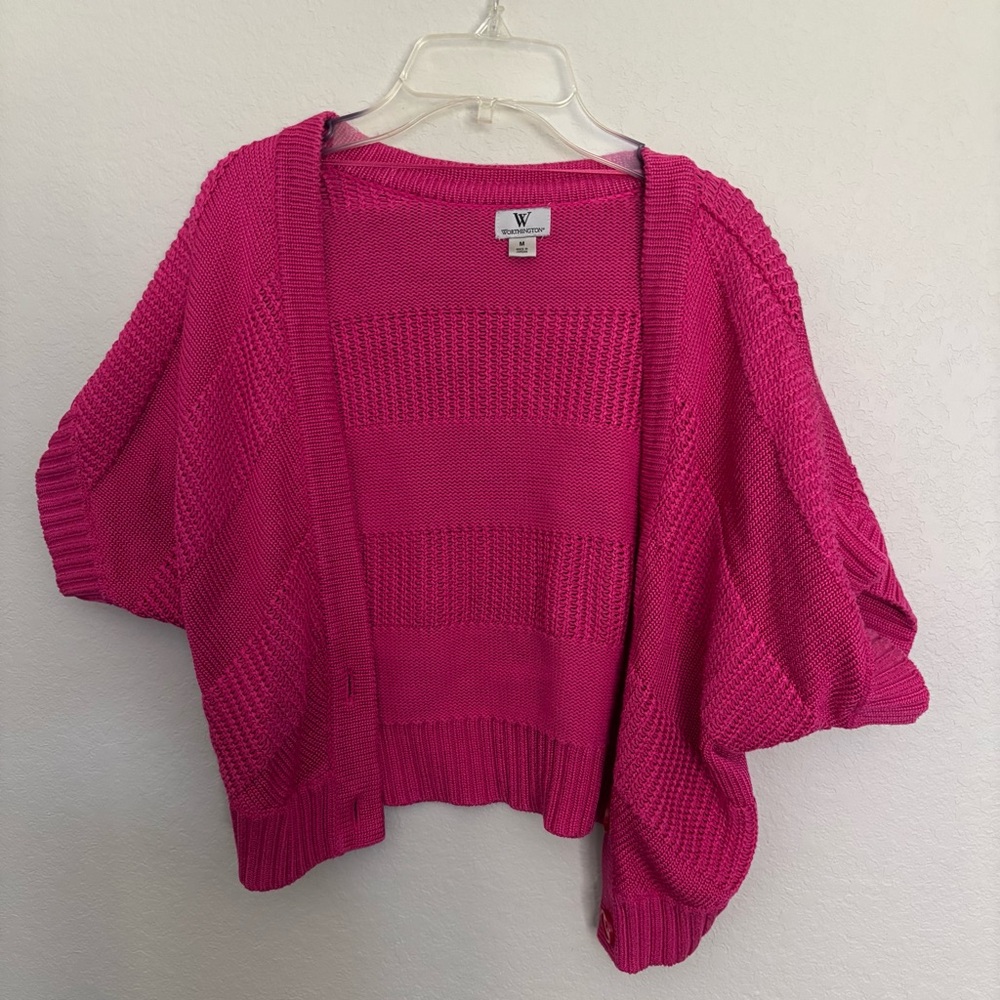 Worthington Pink Open-Front Knit Cardigan